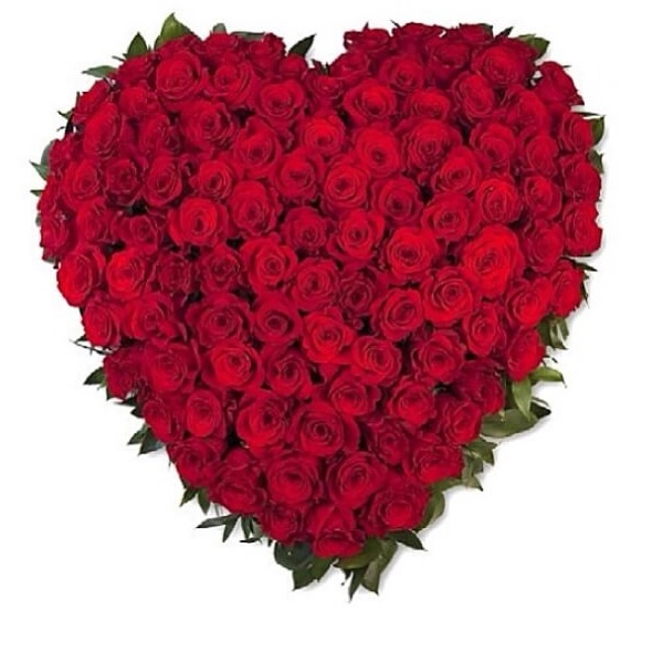 Настольная композиция - 101 роза в виде сердца